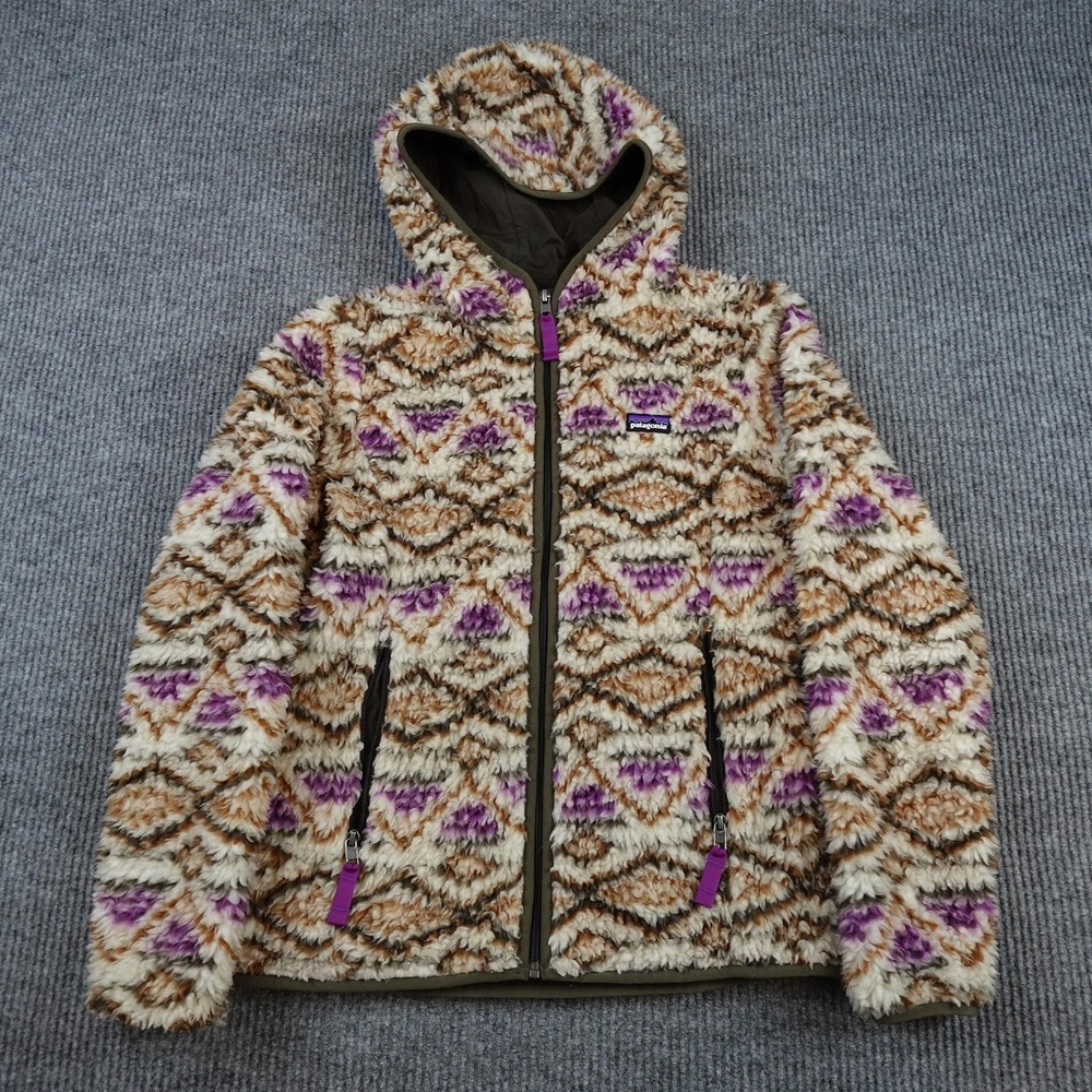 Patagonia Retro X Cardigan Jacket Womens Medium Aztec Hooded Sherpa 23065FA13